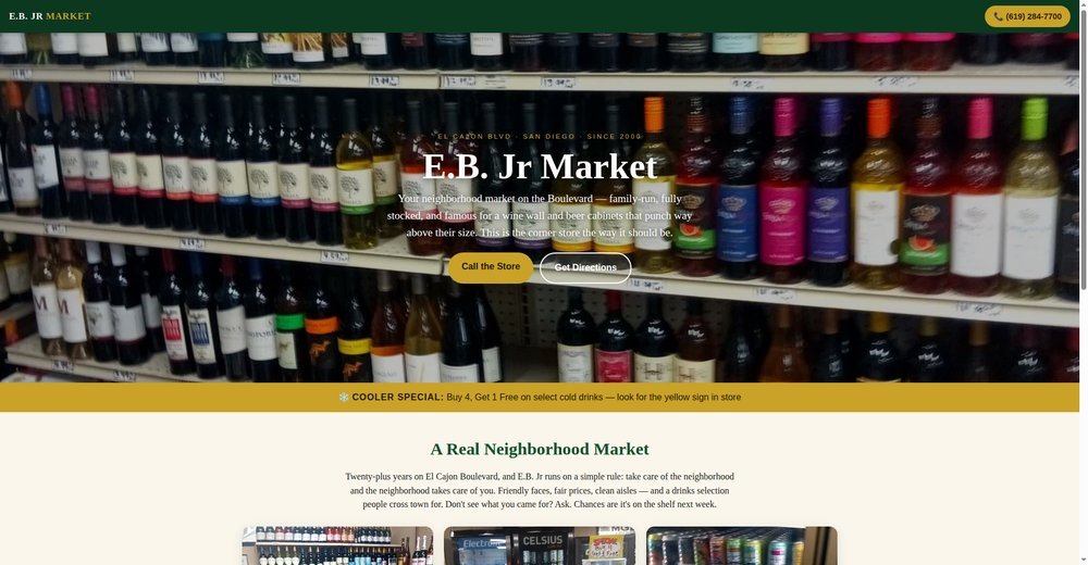 Screenshot of the E.B. Jr Market demo website